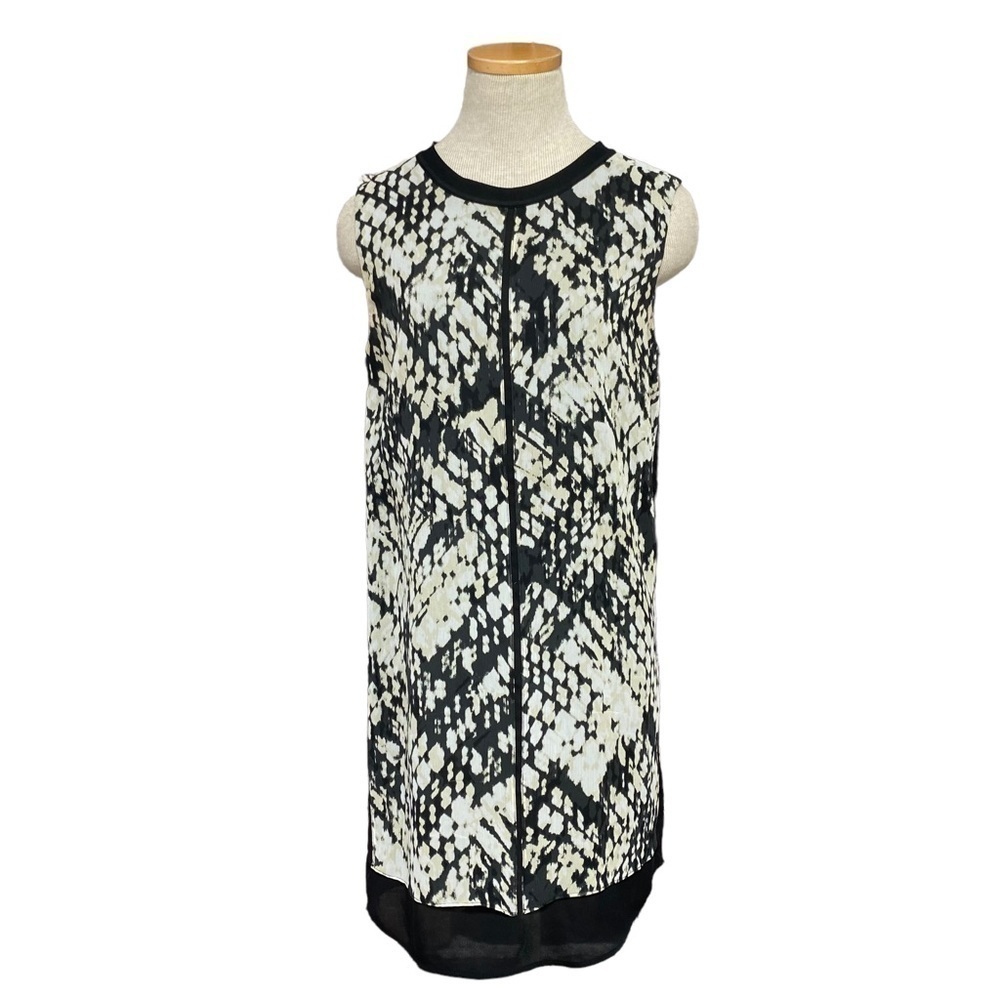 VINCE Sleeveless Dress Black White Yellow Silk Size 4